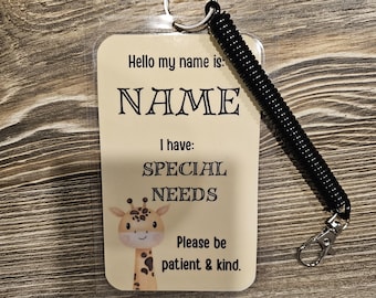 Etiquetas de identificación personalizadas para necesidades especiales (juego de 2)