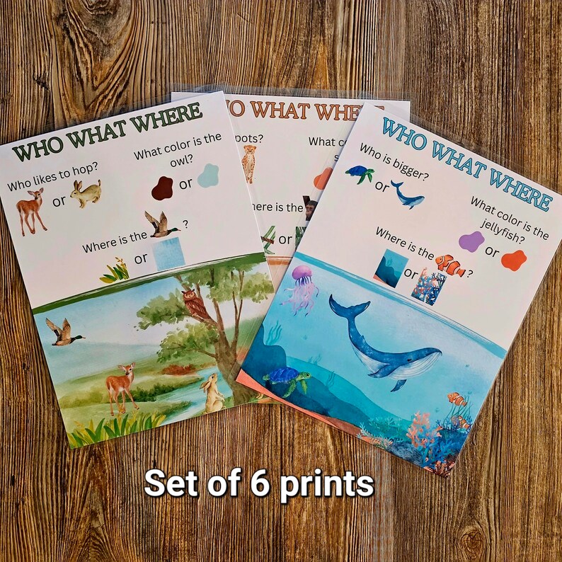 Who What Where Educational Printouts Nature Watercolor - Etsy