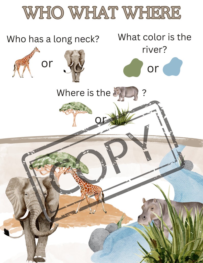 Who What Where Educational Printouts Nature Watercolor - Etsy