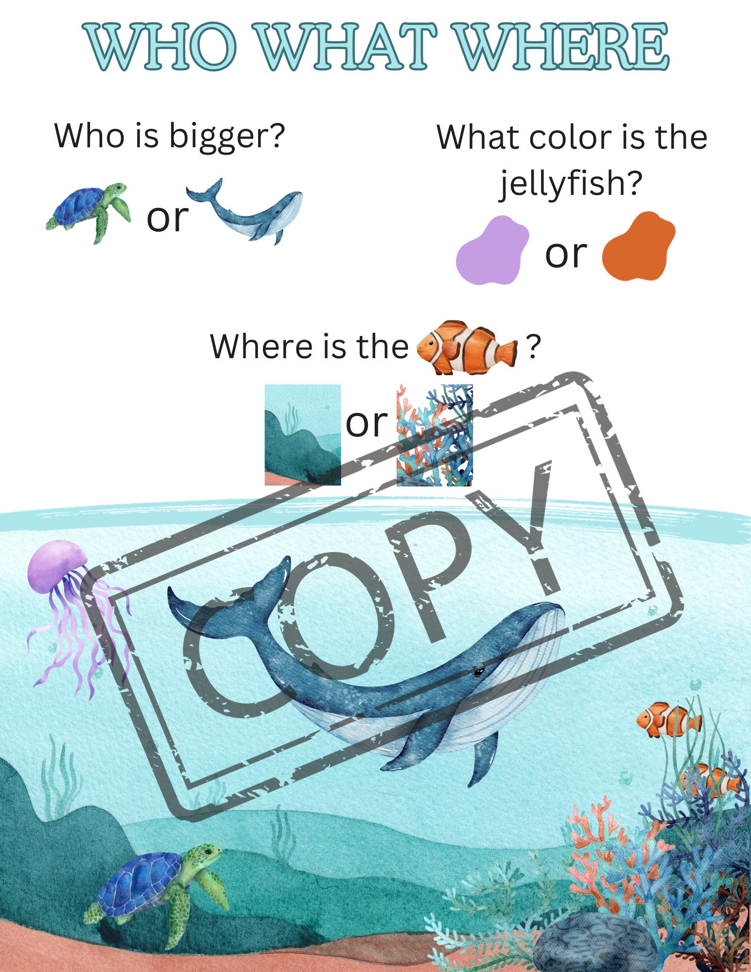 Who What Where Educational Printouts Nature Watercolor - Etsy