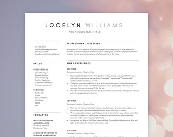 ATS Resume Template for Google Docs, Word, Pages. Professional Resume Template, Simple, Modern, Smooth, Minimal