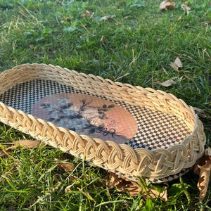 Rattan oval tray, Handmade bamboo and rattan tray, High quality crafts, Coffee Serving Tray