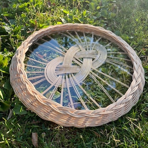 Rattan round tray, Handmade bamboo and rattan tray, High quality crafts, Coffee Serving Tray