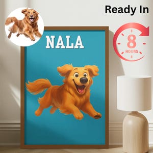 Custom cartoon pet portrait, Personalized cartoon dog portrait, wall art for new dog, cat,