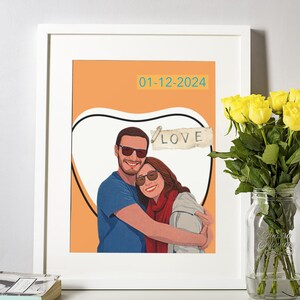 Retrato sin rostro personalizado: dibujo de compromiso, retrato de pareja, regalo de San Valentín, retrato de novio familiar, regalo para pareja, amante