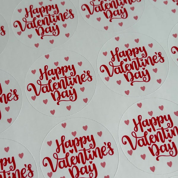 Valentines Hearts Stickers - Valentines Gift Labels - Stickers For Bakers - Happy Valentines Day - Valentines Day Labels