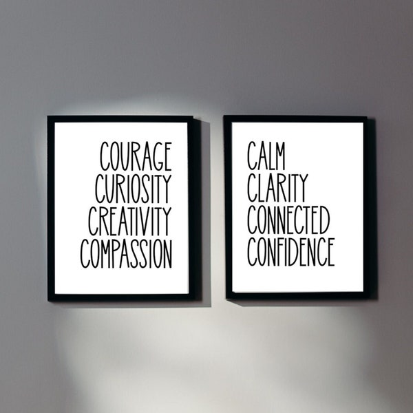 Therapy Office | Calm Decor | Therapist Gallery Wall | Mental Health Posters | Pair of Simple Art Prints | 2 PDF Pages