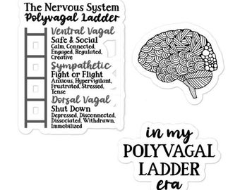Polyvagal Theory Stickers | Set of 3 Vinyl Stickers | Autonomic Nervous System | Ladder of Regulation