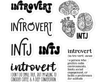 INTJ Introvert | Set of 7 Vinyl Stickers | Bubble-free | MBTI Myers-Briggs Personality Stickers