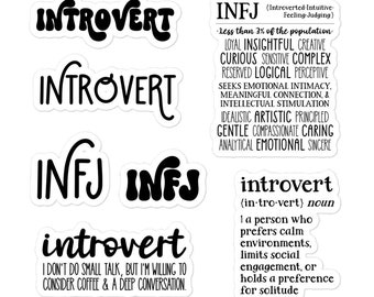 INFJ Introvert Vinyl Stickers Set of 7 | Bubble-free stickers for laptop or notebook