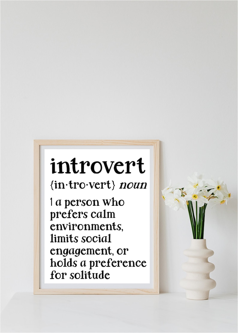 Introvert Definition Dictionary Poster | Printable Art PDF | Gallery ...