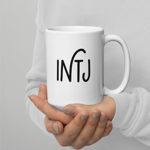 INTJ White Ceramic Coffee Mug with Handle | Two Sizes | MBTI Myers-Briggs Personality Type | Gift