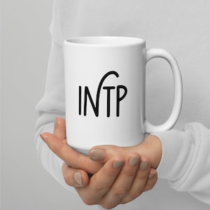 INTP White Coffee Mug | MBTI Myers-Briggs 16 Personalities Type | Minimalist White and Black Glossy Ceramic Mug with Handle