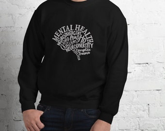 Neurodiversity Brain Sweatshirt | Unisex Gildan | 4 Color Options | Neurodivergent Word Collage | Long-Sleeved Crew Neck