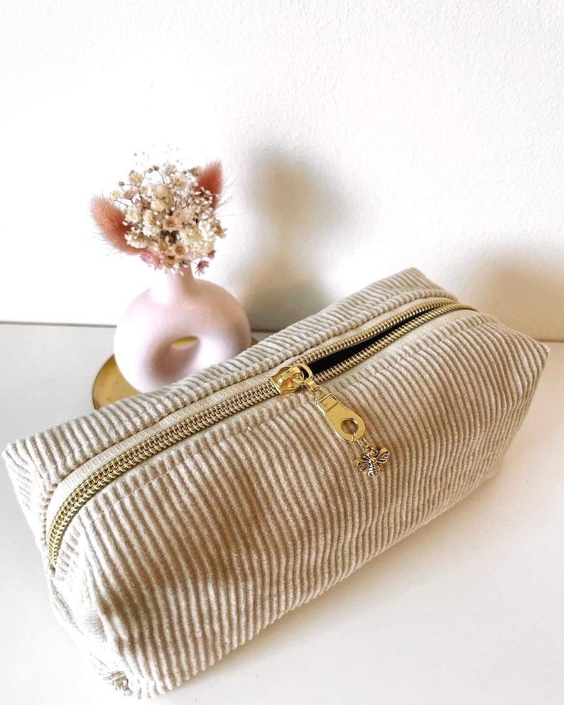 Pencil case made of corduroy/corduroy pencil case/beige corduroy/cosmetic bag/pencil case corduroy/case/beige bag/women's bag/gift idea image 7