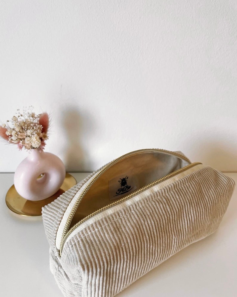 Pencil case made of corduroy/corduroy pencil case/beige corduroy/cosmetic bag/pencil case corduroy/case/beige bag/women's bag/gift idea image 5