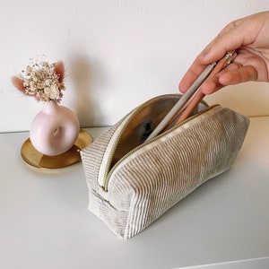 Pencil case made of corduroy/corduroy pencil case/beige corduroy/cosmetic bag/pencil case corduroy/case/beige bag/women's bag/gift idea image 4