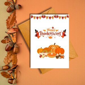 Afdrukbare Happy Thanksgiving Card, herfstkaart, herfstkaart, herfstwenskaart, vakantiegroet