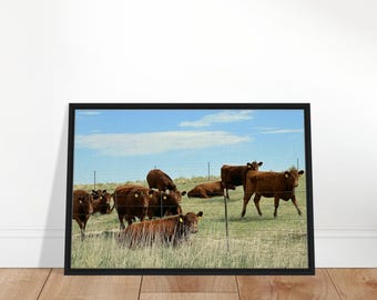 Cattle Ranch Art Framed Canvas : Rustic Countryside Landscape