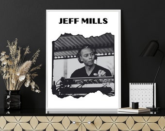 Jeff Mills - Techno – House - Art mural musical - affiche rétro tendance  - décor musical rétro - affiche imprimable groovy