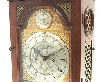 Antique Caddy Top Bracket Clock Double Fusee Mantel Clock by John Tickell Crediton