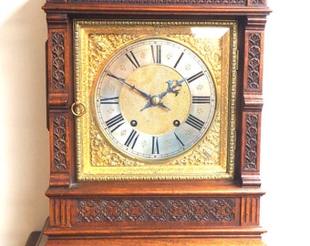 Superb Antique solid mahogany 8-Day Mantel Clock Ting Tang Striking Bracket Clock With Bracket