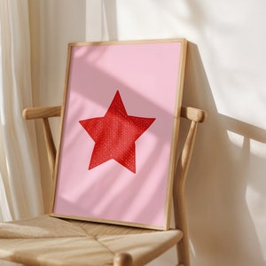 Star Poster, Cowgirl Poster, Red Star Print, Star Decor, trendy wall art, red poster, Wall poster, home decor, Kids Wall Decor, girly poster