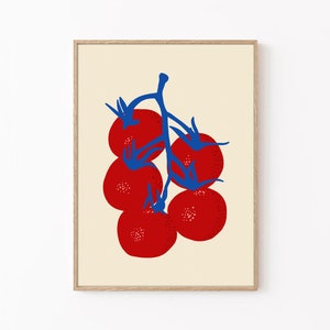Tomatoes Wall Art, Vintage Food Art Print, Trendy Tomato Poster, Retro Kitchen Art, Red Tomatoes, Food Art Print, Retro Kitchen decor, Red