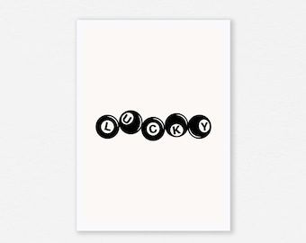 Pôster Bola da Sorte 8, Arte de Parede Minimalista (Download Digital)