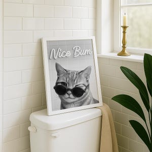 Bathroom Poster, nice bum poster, nice butt print, nice ass print, funny bathroom print, cat poster, bathroom interior, bathroom wallpaper