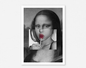 Mona Lisa Lollipop Pop Art Print, Modern Gallery Wall (Digital Download)