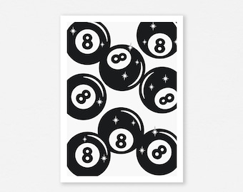 Impressão Bola da Sorte 8, Arte de Parede Retrô (Download Digital)