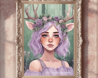ELVEN FOREST NYMPH, Elven Forest Nymph ,Mystical Digital Art ,Fantasy Magic Printable