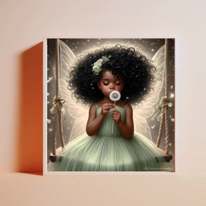 DIGITAL AFRICAN FAIRY print, children's room wall art, downloadable nursery decor, world ethnic fairy print, African girl print
