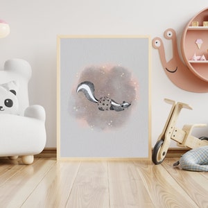 DIGITAL CHILDREN&#39;S PRINTS, Children&#39;s skunk print, Animal prints, Children&#39;s wall decoration, Personalized gift, Printable painting,