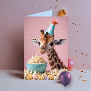CONGRATULAZIONE DELLA GIRAFFA DIGITALE, Biglietto d'auguri stampabile, Saluto animale per bambini, Biglietto d'auguri scaricabile, Festa degli animali