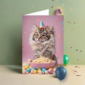 DIGITALE TIGER-GLÜCKWUNSCH, druckbare Grußkarte, Tiergruß für Kinder, herunterladbare Geburtstagskarte, Tierparty