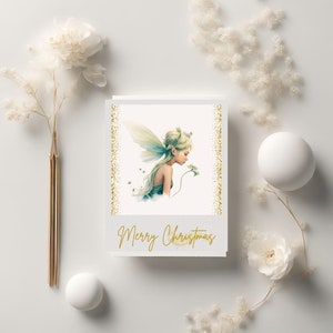 CARTOLINE DI NATALE DIGITALI, Cartoline di Natale stampabili, Auguri di fata di Natale, Cartoline di Natale scaricabili, I miei migliori auguri, Fantasia,