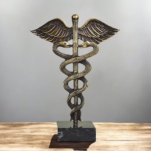 Caduceus Symbol of God Hermes Mercury, 27 cm - 10.6 in, Greek Statue, Greek Mythology, Sculpture Art, Home Decor, M49