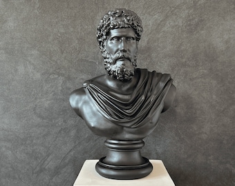 Buste de Marc-Aurèle : statue romaine de 40 cm, décor grec