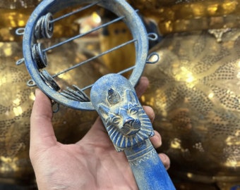 Sistre de la déesse égyptienne Sekhmet, 14 à 35 cm, mythologie égyptienne, M27
