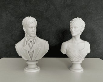 Mr. Darcy & Elizabeth Bennet Bust Statue, 25cm / 10 inch - Pride and Prejudice , Sculpture, Book Lover Gift, Home Decor, Bookshelf Decor
