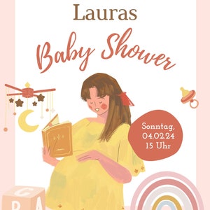 Gepersonaliseerde unieke schattige baby shower uitnodigingskaarten I babyfeestuitnodiging ontwerp I digitale en afdrukbare foto-uitnodiging