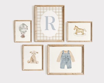 Vintage Boy Nursery Wall Art, Vintage Blue Nursery Print, Retro Boy Nursery Decor, Boy Nursery Letter Art, Vintage Farmhouse Nursery Gallery
