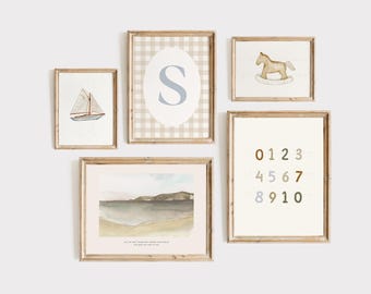 Vintage Boy Nursery Gallery Wall Art Prints (Digital Download)