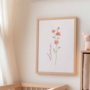 Wildflower Nursery Name Sign, Floral Name Sign Nursery, Custom Girl Nursery Print, Wildflower Nursery Art, Minimalist Girl Nursery Decor