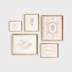 Vintage Girl Nursery Decor, Baby Girl Nursery Wall Art, Vintage Aesthetic Nursery Prints, Pink Nursery Prints, Vintage Animal Nursery Decor
