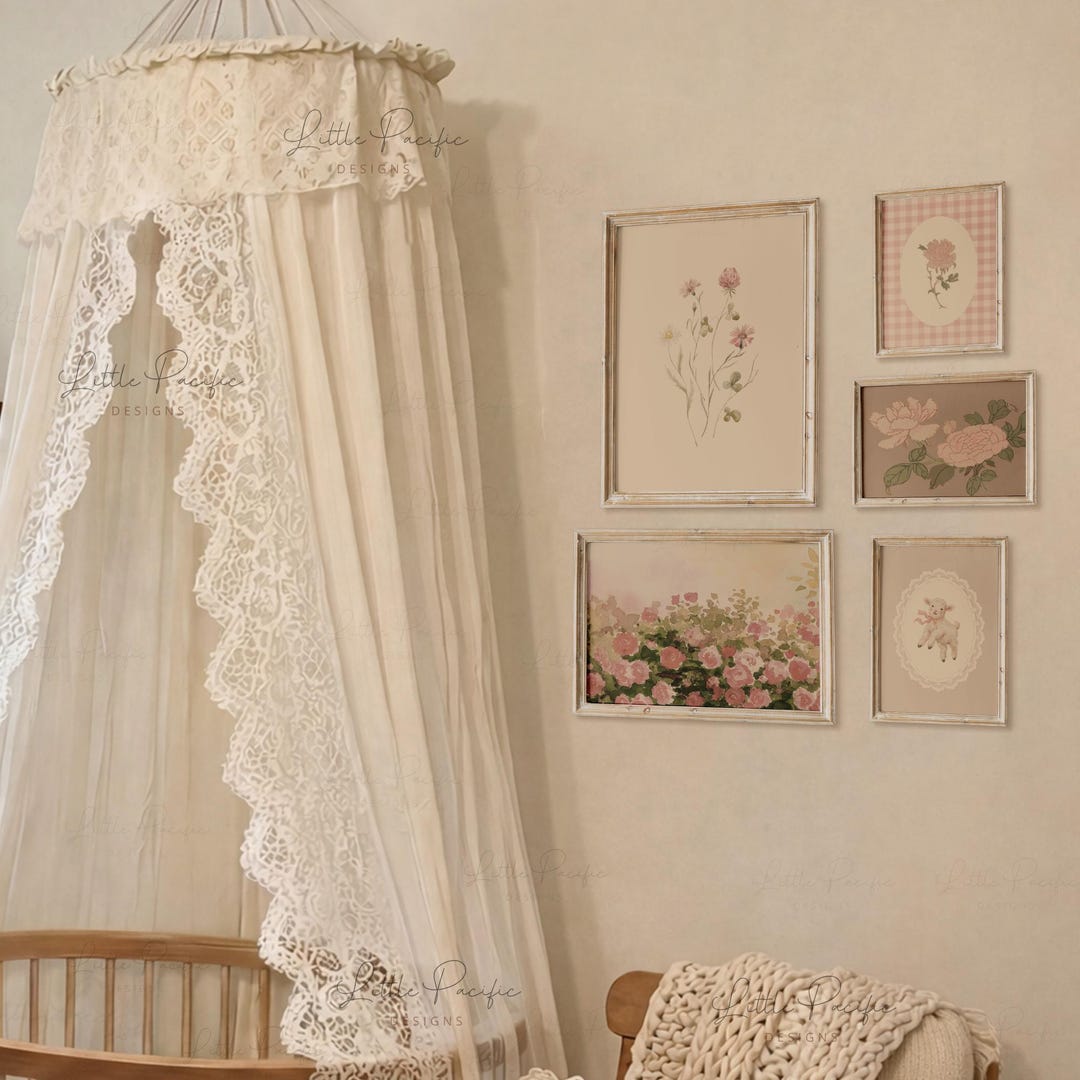 Vintage Girl Nursery Gallery Wall Set, Cottagecore Girls Room Prints ...