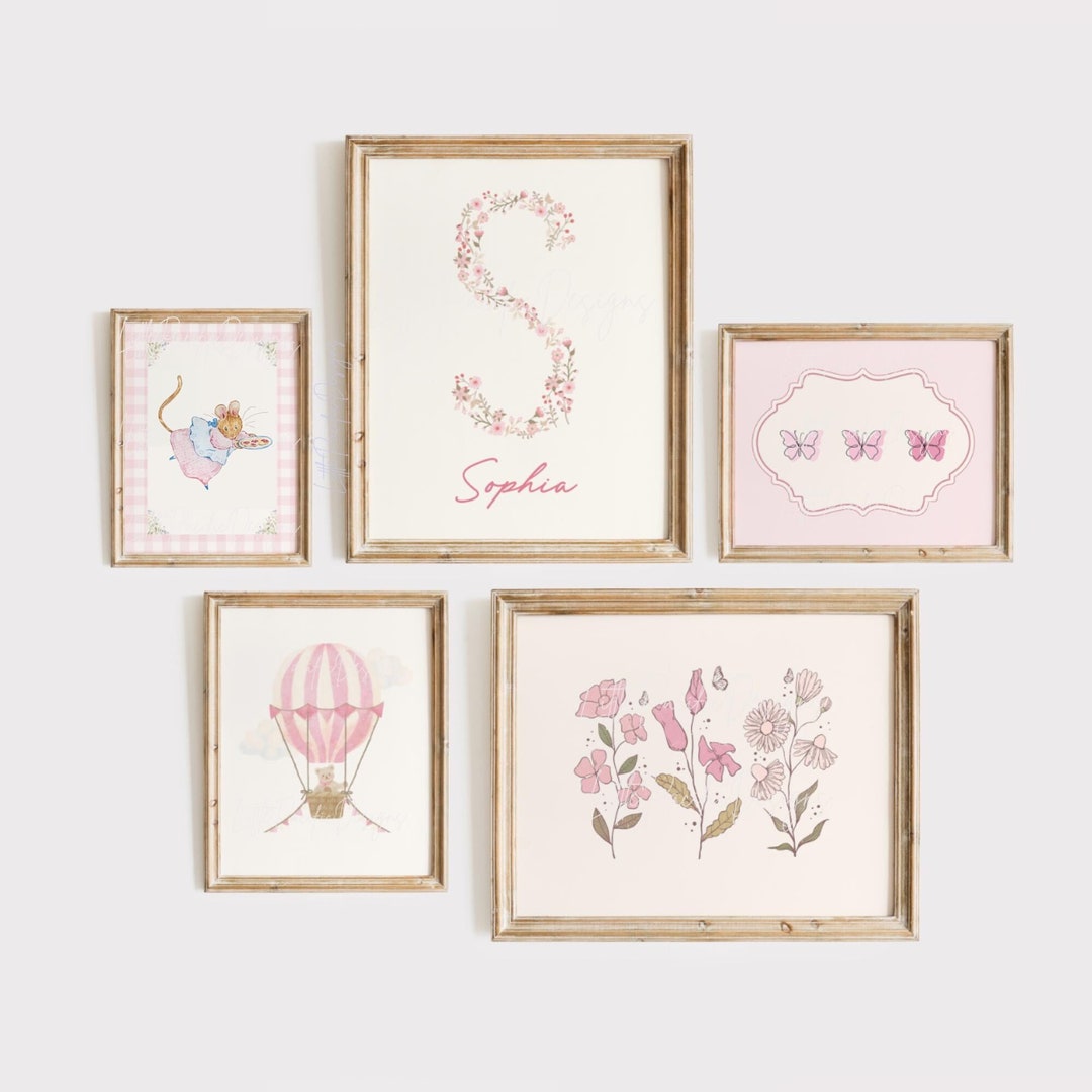 Vintage Pink Nursery Gallery Wall Art Prints (digital Download) - Etsy