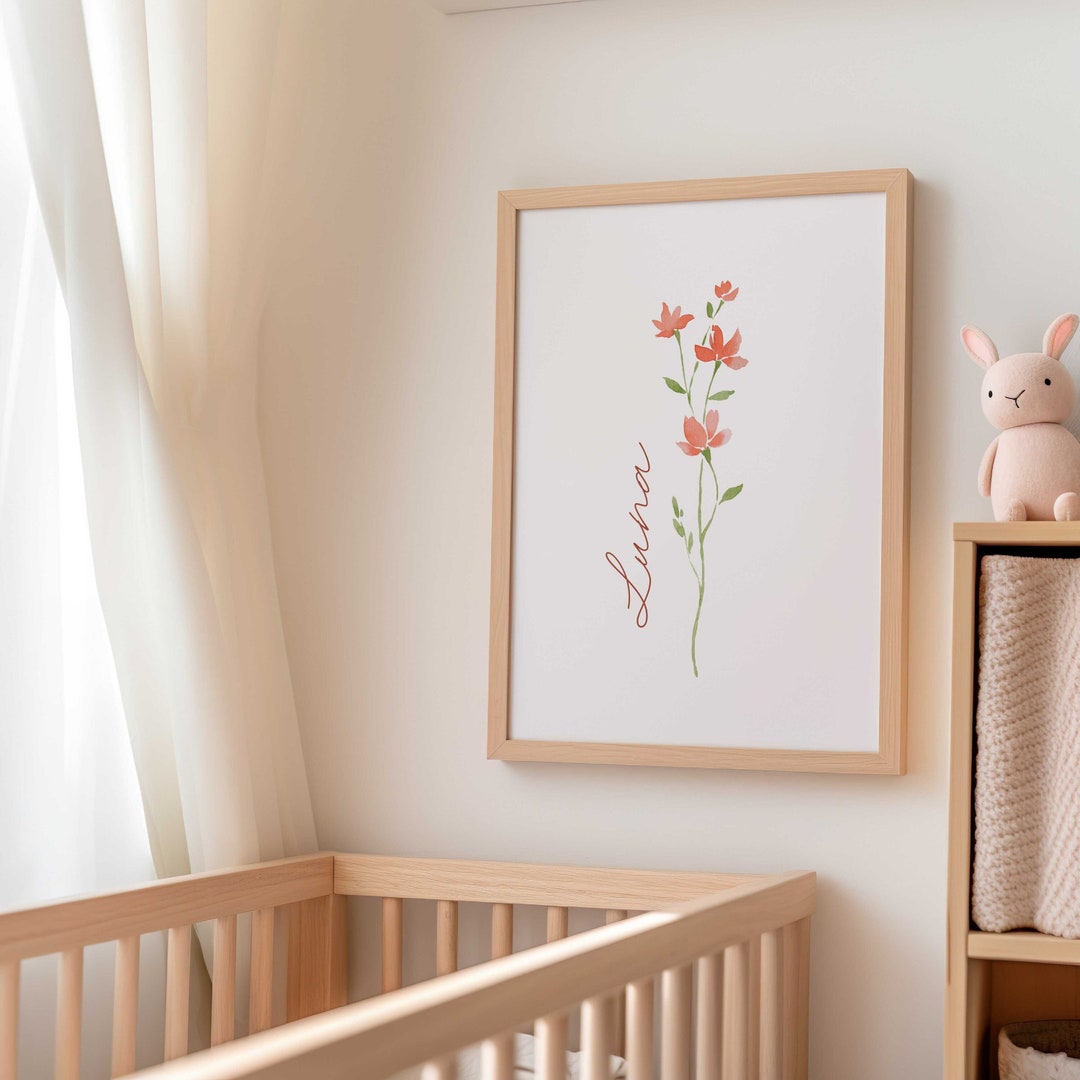 Wildflower Nursery Name Print: Custom Floral Watercolor Art (digital ...